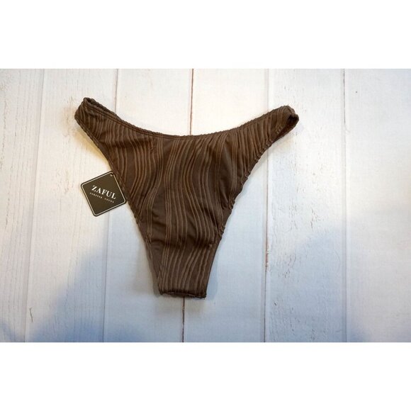 Zaful Brown Textured High-Cut Bikini Bottom - Size M, NWT - Picture 4 of 4